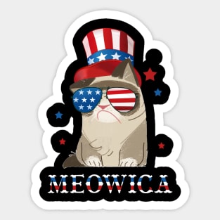 Cat 4th of July T shirt Meowica Merica Men USA American Flag Tank Top Sticker